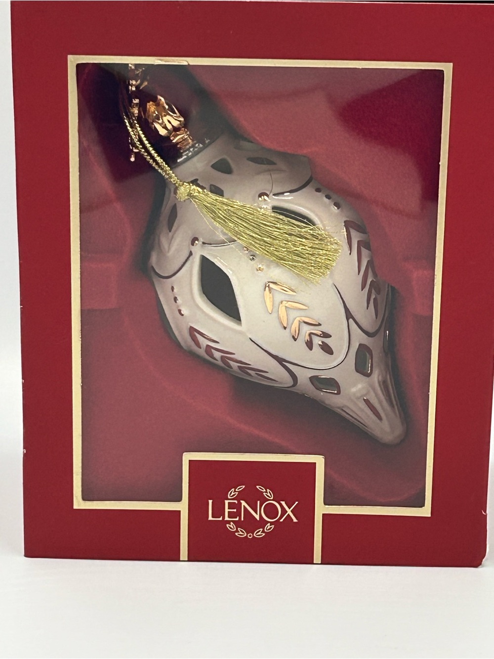 Lenox White Porcelain Holiday Ornament with Gold Tassel